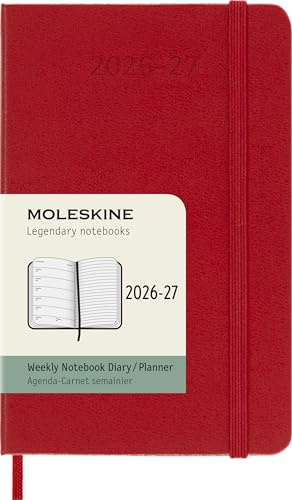 Moleskine 2026-27 18-Month Weekly Planner, Pocket, Scarlet Red, Hardcover