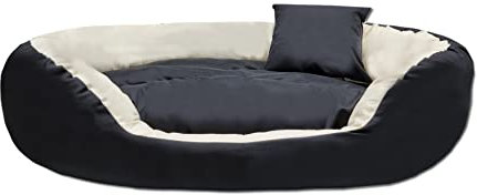 Odol-Plu Hundebett Hundekissen Hundesofa Hundekorb Katzenbett Tierbett 110 cm x 80 cm, XXL, wasserdicht (Schwarz-Weiß)