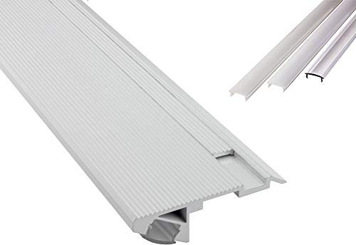 tktrading24 T-STA 30° LED Premium Treppenprofil Alu Profil Universell weiss - 2m opal