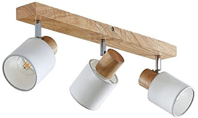 Lindby Deckenlampe Holz Textil, Stoff Deckenleuchte Deckenstrahler drehbar und schwenkbar 3x E14 ohne Leuchtmittel Deckenspot Wohnzimmerlampe