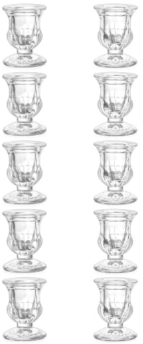 Romadedi Ljusstakar Ljusstake Glas 10-pack - Små Ljus Ställ för Kronljus Spetsljus för Bröllop Jul Advent Bordsdekoration