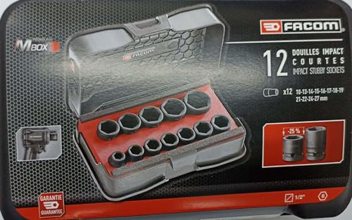FACOM - Jeu de 12 douilles impact compactes en coffret 1/2 6 pans métriques - NSS.J12PB