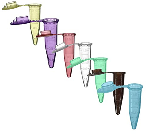 MUHWA Lot de 300 microtubes en polypropylène avec fermeture à cliquet, 1,5 ml, flacons d'échantillons coniques pour laboratoire (différentes couleurs)