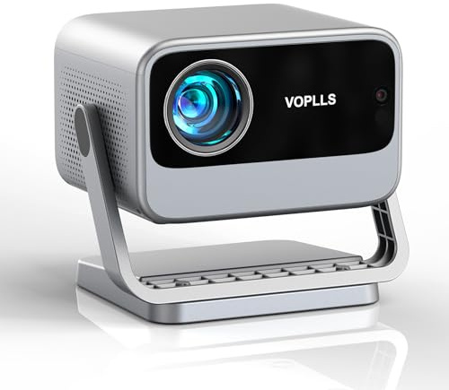 【Officially-Licensed APP & 2000 ANSI】 4K Smart Projector with WiFi and Bluetooth, VOPLLS Auto Focus Portable Outdoor Projector, Movie Home Theater Proyector Adjustable Stand(Grey)