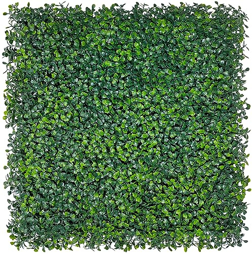 ODTORY Pannelli da parete in erba artificiale, 33 x 33 in 8P (9,6 mq), anti UV, nuovi pannelli in legno di bosso verde, per interni ed esterni, decorazione per pareti verdi e recinzioni edera,