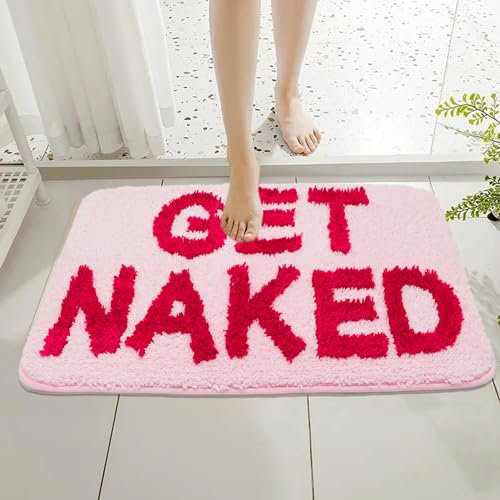 Firecos Get Naked Badematte Fußmatte rutschfeste Türmatte Fussmatte Microfiber Badezimmermatte Badewanne Duschteppich Badteppich für Badezimmerdekoration (Dunkelrosa, 40x60cm)