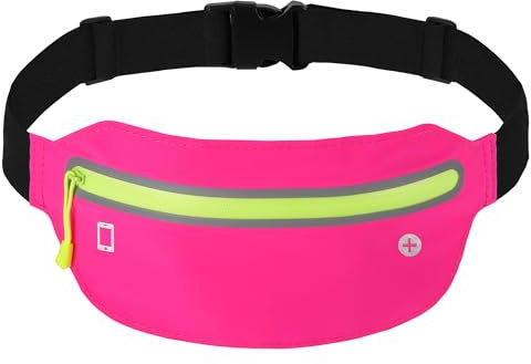 Peginmol Laufgürtel für Handy, Lauftasche Jogging wasserdichte, Hüfttasche für Running mit Reflektierende Streifen, Sportgürtel Running Belt zum Joggen, Fitness, für Fast Alle Smartphones,vRosenrot