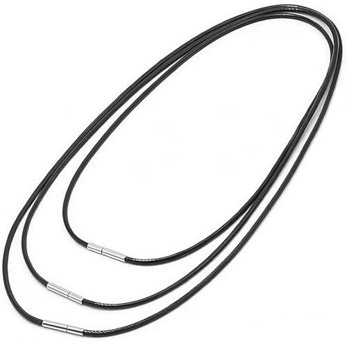 Ezranova 3PCS Leather Necklace Set - 45cm, 50cm, 70cm Adjustable Leather Cord Necklaces for Men & Women, Black Brown Red, Waterproof & Durable