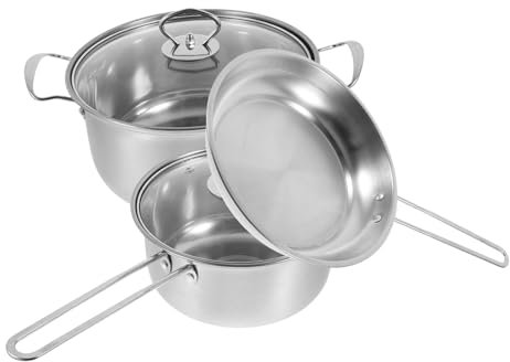 Warmhm 1 Set Set di pentole in acciaio inossidabile padelle inox induzione bobby padella in acciaio latte pentola di cottura in metallo pentola da cucina acciaio inossidabile 430 Argento