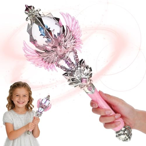 Kisangel Leuchtender Prinzessin Zauberstab FüR Kinder Mit Led-Lichtern Und Ton – Leuchtender Zauberstab FüR Rollenspiele Geburtstagsfeiern Und Feen-Partygeschenk