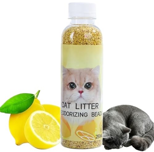 Cat Litter Box Deodorizer Powder,Natural Odour Eliminator for Wood Pellet Cat Litter,Pet Friendly Freshener & Cat Urine Odour Remover,Long Lasting Litter Smell Eliminator and Odour Control,Lemon