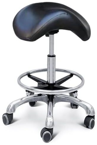 Innovz Sedia a Sella Sedia a Rotelle Sgabello da Sella per Parrucchiere Dentista, 50-65 Cm di Altezza Sedile del Salone Spesso Sedia a Sella, Regolabile Sgabello Girevole