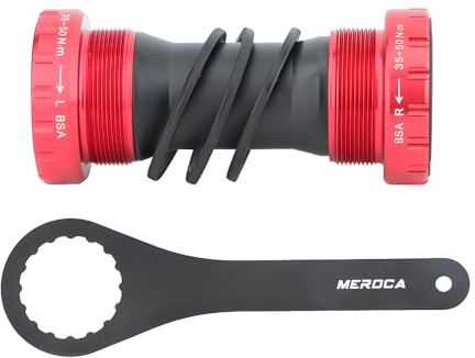 HillMiles MTB Bike Bearing Bottom Bracket, BSA 68-73mm BB Bottom Bracket, Bicycle bottom bracket for Mountain Road Bikes (Bottom Bracket with Wrench, Red)