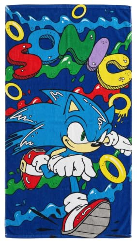 Toalla de Playa Infantil Microfibra para Sonic Fan - 70x140 cm - Secado Rápido, Ligera y Compacta - Toalla Piscina y Baño para Niño