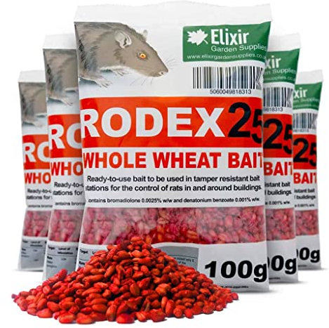 Elixir Gardens® Rodex25 Whole Wheat Bait | Rat Poison Poisoning | Strongest Available Online | Ready to Use | 10 x 100g