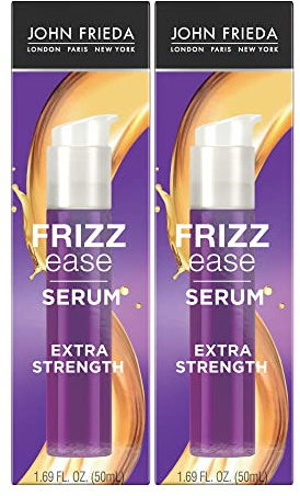 John Frieda Frizz Ease Extra Strength Hair Serum, Instantly Smooths for Healthy, Hydrated, Frizz-Free Hair, for Thick and Coarse Hair, with Argan + Coconut Oil for Heat Protection, 1.69 Oz, Pack of 2