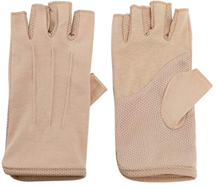 JIAHG Gants de Conduite Homme Été Protection Solaire Antidérapants Demi-Doigts à Écran Tactile Mitaines en Coton Doux Respirant Absorption de la Sueur pour Cyclisme, Camping, Cueillir