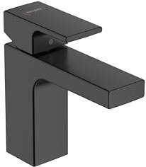 hansgrohe Vernis Shape - Tvättställsblandare utan bottenventil, Vattenkran badrum med utloppshöjd 95 mm, Badrumskran vattenbesparande (EcoSmart), matt svart, 71569670