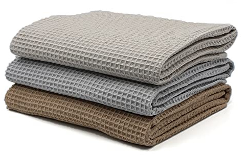 VmG-Store 3 x våffelpiké-set vardera, 0,5 m x 1,5 m, våffeltyg, 100 % bomullstyg, Tex Standard 100 (Set09, set om 3)