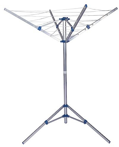 Wiltec Stendibiancheria a ombrello mobile 16 m di fili 4 Bracci Stendino in alluminio alto 155 cm