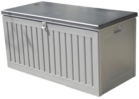 Easylife Steelcore270 Steel-Reinforced Garden Storage Box with 270 Litre Capacity, Lockable and Waterproof Garden Tool Storage Chest, No Tool Assembly, H53xW105xD49cm- Fully Guaranteed
