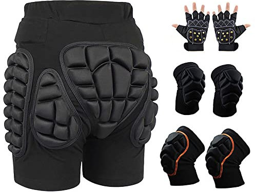 Protektorenhose Kinder Herren/Damen Schutzhose Gepolstert Snowboard Protektorhose Widerstand Atmungsaktive Sporthose Für Snowboarden Skaten Skifahren Skater (Color : D1, Size : XXL)