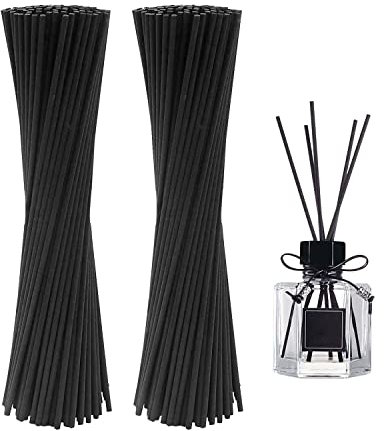 OMIGA 200 Stück Raumduft Stäbchen Rattanstäbchen für Raumduft Natürlicher Fasern Diffusor Stöcke für Home Office Ersatz für Aroma Duft Duftöldiffusoren (Schwarz)