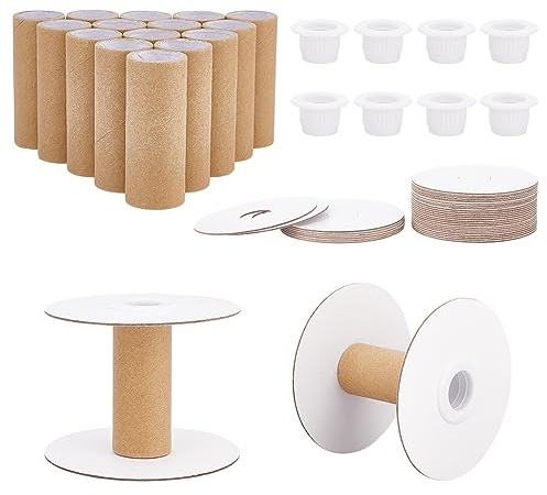 PH PandaHall 16 juegos de bobinas de hilo de papel vacías, bobinas de tejido de alambre, carretes de costura de papel, carretes de alambre vacíos extraíbles para hilo, cordón, cadena, bordado,
