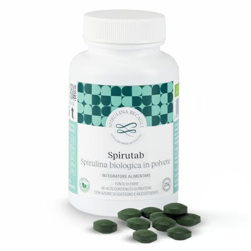 SPIRULINA BECAGLI Spirutab - Spirulina Compresse 180 Pz, Alga Spirulina Integratore Made in Italy, Energia Naturale e Detox, Vegan