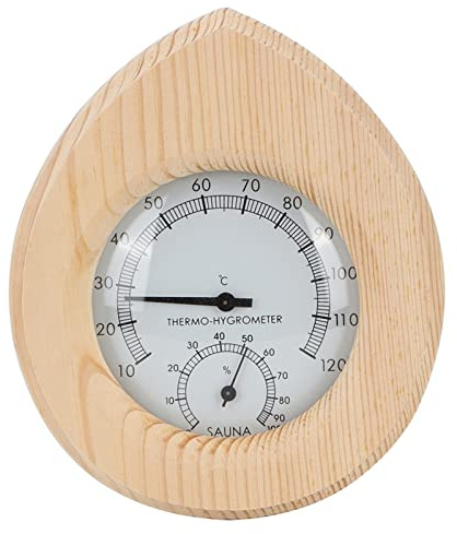 Bastu Termo-Hygrometer Trä, Bastu Termometer Termo Hygrometer Droppformad 2-i-1 Termometer Hygrometer Handgjorda ångrum Bastu Tillbehör för Kvinnor/män