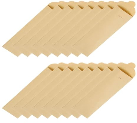 uxcell 100 Pcs Paper Silverware Bags 8 x 2.4 Inch Disposable Silverware Sleeves Sealable Oilproof Kraft Paper Bag Utensil Holder for Cutlery Spoon Chopsticks, Brown