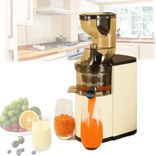Juicermaskin,Stor Mun,Stor 3 Tums Matarränna,800W Effekt,65Rpm/Min,500Ml Centrifugaljuicer,För Hela Frukter Och Grönsaker,Lätt Att Rengöra,Med Juicekopp,Rengöringsborste,White