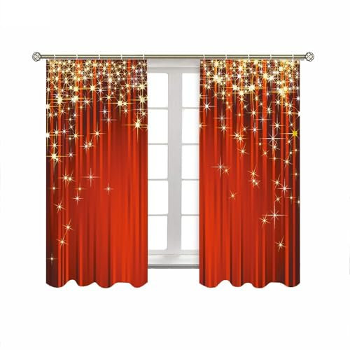 Cortinas navideñas para Ventanas – 2 Unidades de Cortina de poliéster para