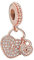 Amieween 925 Sterling Silber Charm für Damen Armbänder Halskette Roségold Schloss und Schlüssel Anhänger Charm 5A Zirkonia Charms für Damen