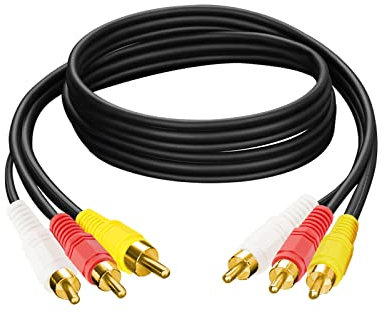 Cube-LED Premium 3 RCA Phono Male Plug to 3 RCA Phono Male Plug Cable - Enhance Your Audio and Video Experience with Reliable 1.5M (4.92 ft) AV TV Connection [RL65]