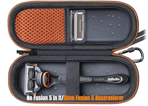 Woollo Custodia in PU compatibile con Gillette Fusion 5 e Fusion ProGlide Rasoio Umido da Uomo Portatile duro Custodie Impermeabile Per Rasoio Fusion 5,Arancione