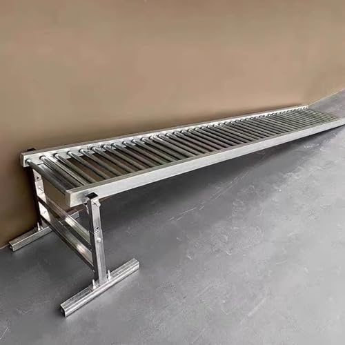 Trasportatore regolabile in acciaio inossidabile per tronchi, cartoni e lavorazione del legno, larghezza 61 cm, lunghezza 16,5 m, rulli e telaio resistenti, supporto resistente per una movimentazione