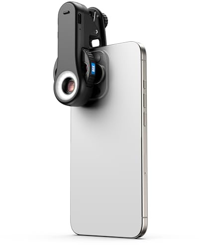 Evil Eye 40X-80X-120X Microscopio Digitale, Microscopio Portatile con Filtro CPL, 16 LED+8 LED UV, Microscopio Professionale Con Clip Universale, Ideale per iPhone Serie 16/15/14/13, Samsung & Android