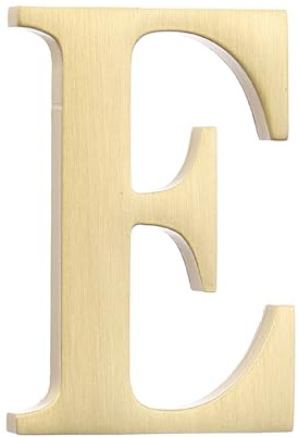 sourcing map 1.8 Inch House Letter, Brass Self-adhesive Mailbox Door Plaque, Brushed Finish Outdoor Address Sign for Office Hotel Apartments, Garden (Letter E, Gold Tone)