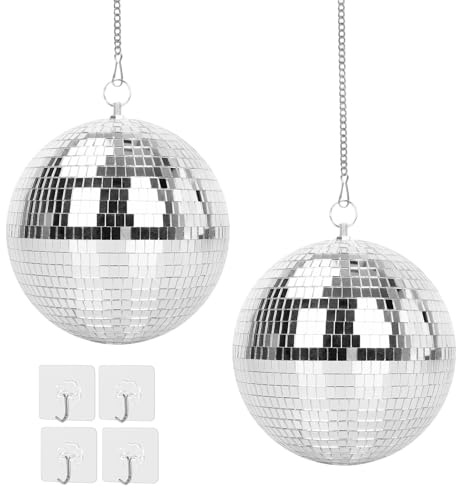 QINGYIWL 26 Pezzi Palla da Discoteca, Piccola Sfera a Specchio in Argento, Mini Disco Ball per Decorazioni di Torte, Feste, Bar e Decorazioni Festive (2/4/6/8cm)