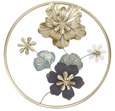 ZAWELIYO Elegant Järnvägg Blomma Dekorativ Hängande, Lätt Lyx Heminredning Entré Vardagsrum Sovrum Bakgrund Vägg Blommor Prydnad