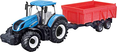 Bburago Tracteur New Holland T7.315 B18-31658 10 cm + remorque basculante, Multicolore