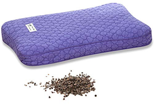 Vitabo Buchweizenkissen zum Schlafen und Liegen | Kopfkissen für Nacken und Wirbelsäule | Natürliches Schlafkissen mit ergonomischer Form 27 x 45 cm (Lila)