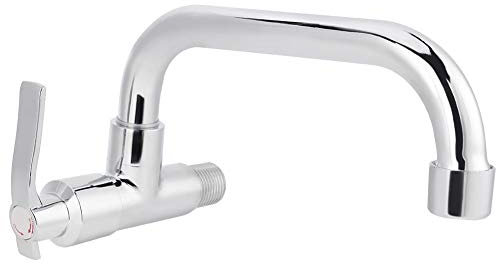 Rubinetto da parete per , rubinetto per acqua fredda a leva singola, durevole, in ottone cromato solido, rotazione a 360°, attacco G1/2, 25 cm, 1 pezzo