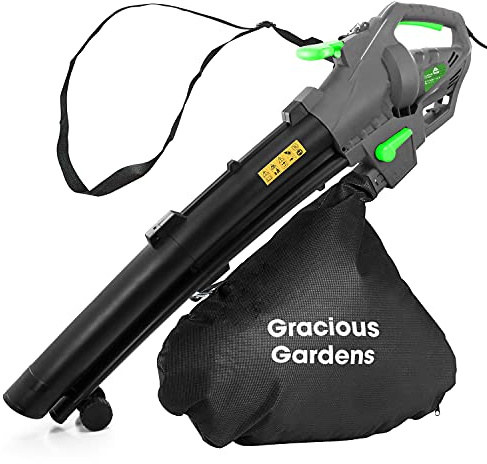 Gracious Gardens Leaf Blower Garden Vacuum and Shredder, 35L Leaf Collection Bag, 3000W 10m Cable Lightweight Design, Leaf Vacuum, 10:1 Shredding Ratio