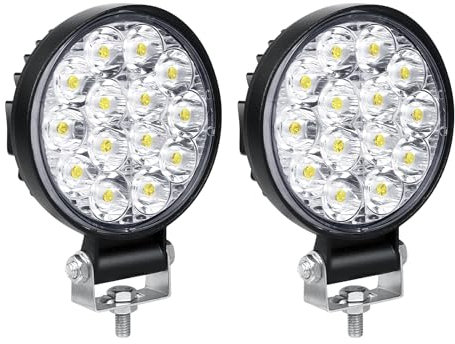 Willpower 2pcs Faro da Lavoro 8cm 3.2 Pollici 42W Fari Led 12V 24V Mini Sottile Impermeabile Spot Faretti LED Fendinebbia LED Luci di Lavoro Fuoristrada per Trattore Camion Auto Barca 4x4 ATV UTV