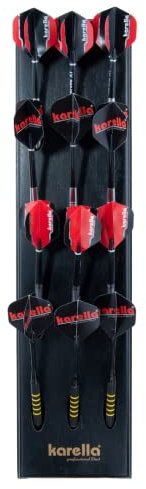 Karella Ultimo, Wandhalter für Dartpfeile, Dart Halter aus Holz für 12 Soft- oder Steeldarts, edler Darts Holder, Wand Display, praktische Darts Aufbewahrung, passend für jedes Dartboard