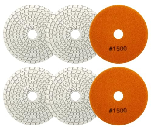 VENJELD Disques de Polissage Diamant Grain 1500-6pcs 100mm Humide Kit de Polissage pour Granit Marbre Pierre Artificielle Quartz pour Meuleuse d'angle