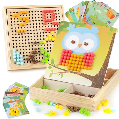 Lucywey Mosaik Steckspiel für Kinder, Pädagogische Steckspielzeuge für Kinder, Montessori Steckspiel, Bunte Zuordnungsspiel, Vorschulspiel für Kinder, Geschenk für Jungen Mädchen 3, 4 Jahre Kinder