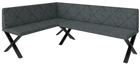 FURNISTAR Eckbank Akiko Metal X - Eckbankgruppe für Ihrem Esszimmer, Küche modern, Sitzecke, Essecke. Perfekt für Küche, Büro und Rezeption. Solide und Starke Verarbeitung. (142x196-Links-Inari96)